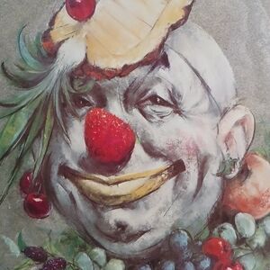 Vintage 1950 Ephemera Cydney Grossman Whimsical Art Fruit Salad Clown 11 x 14